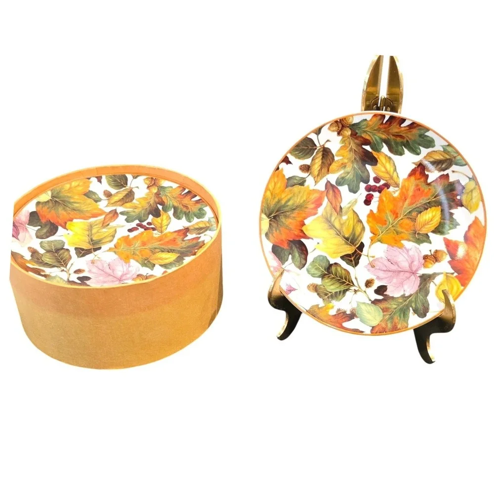 Autumn Leaf Plates Pamela Gladding Canape Plates‎ Santa Barbara Design Set of 6